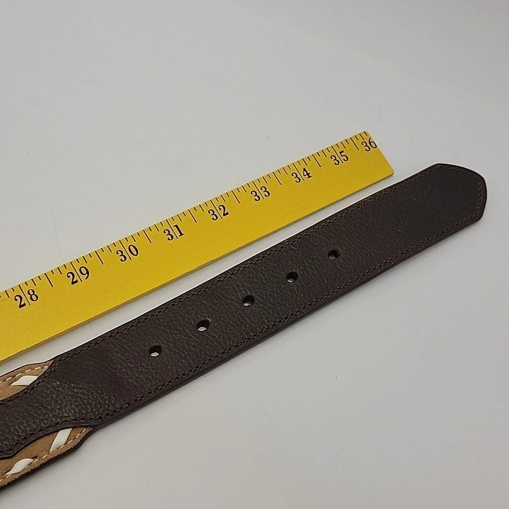 Nocona Belt Co. Silver Western Belt Size‎ 32 Two-tone Leather Brown Star Concho